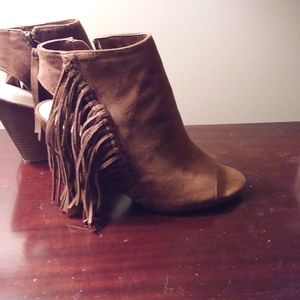 Suede open toe boots